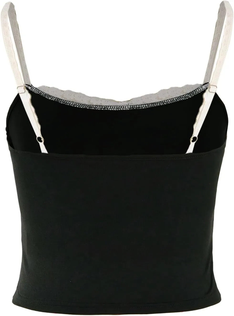 GORGLITTER Women's Contrast Lace Trim Spaghetii Strap Cami Top Going Out Camisole Tops
