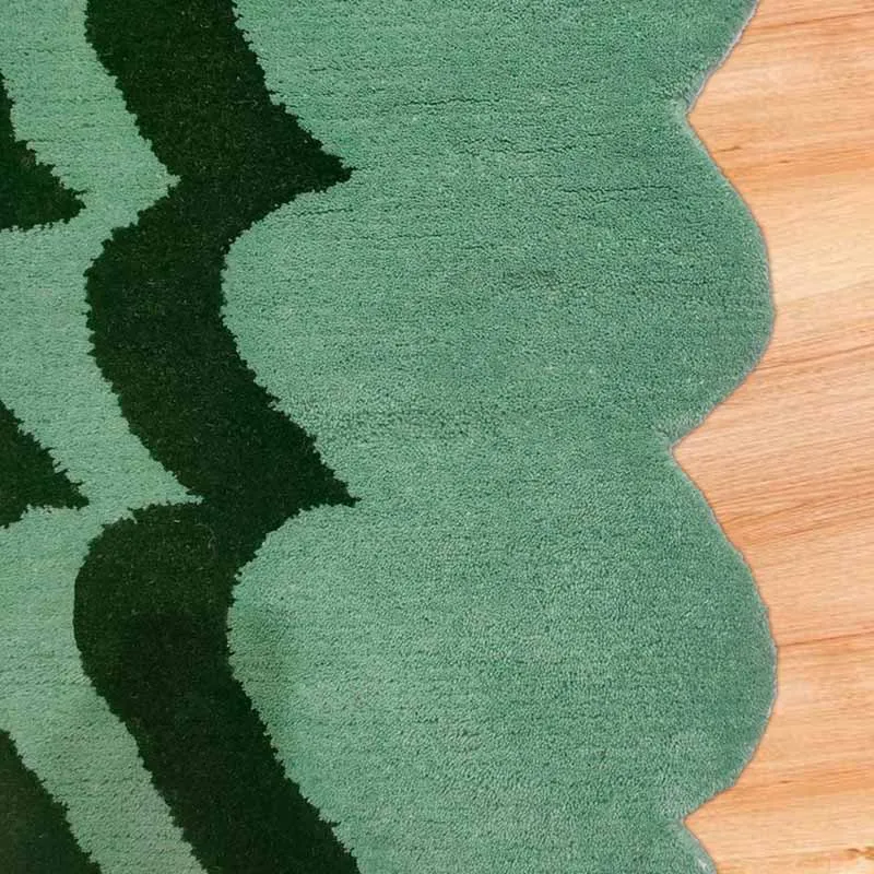Green Moss Woollen Rug | 3 x 2 Feet