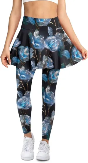 Hand Drawings Womens Skirt Leggings Lotus Flower Skirts Pants Running Tiger Painting Slim Trousers with Skirt