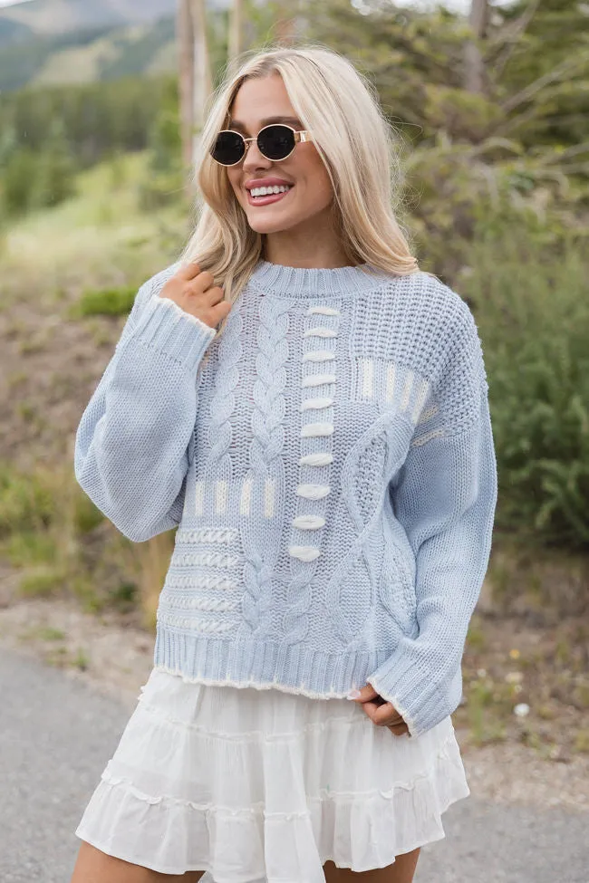 Hand In My Hand Blue and Ivory Contrast Stitch Detail Sweater FINAL SALE