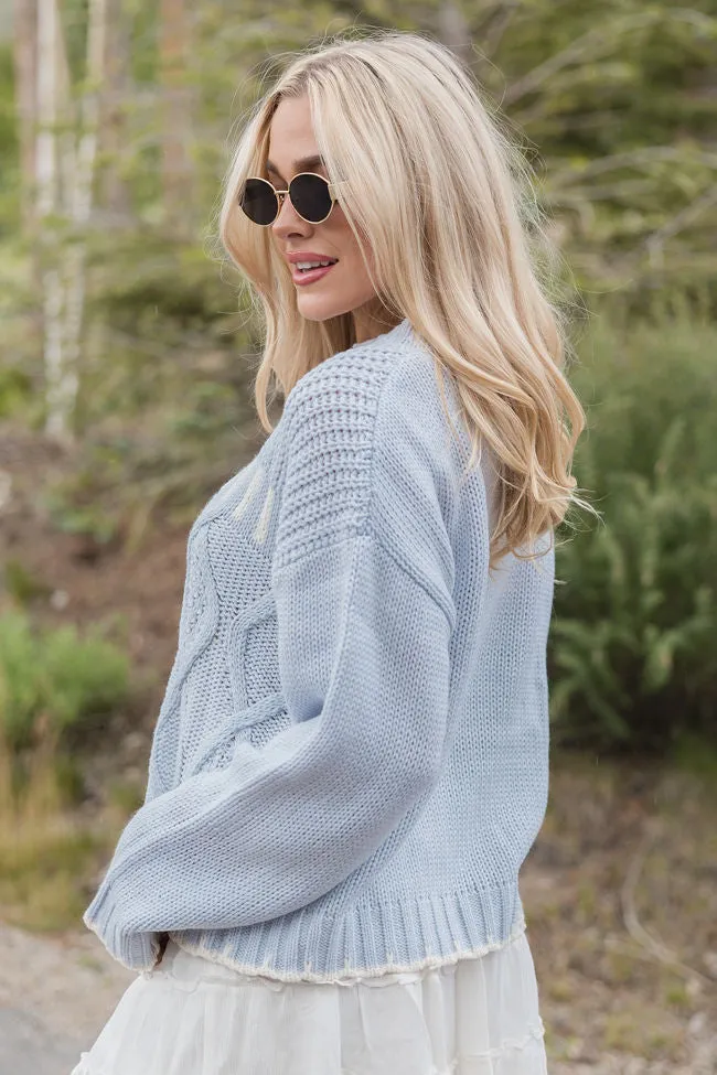 Hand In My Hand Blue and Ivory Contrast Stitch Detail Sweater FINAL SALE