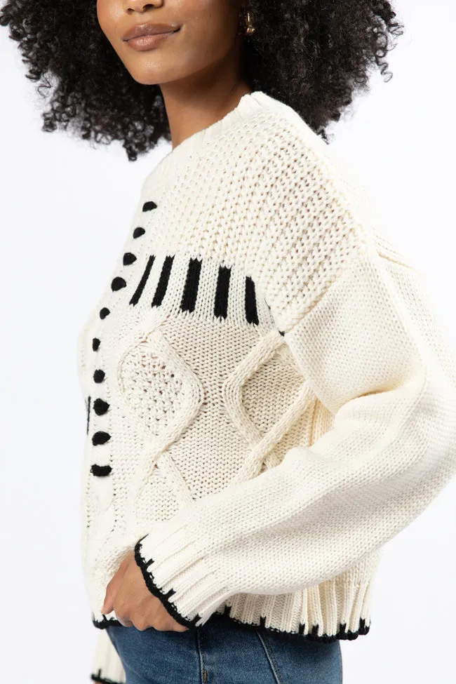 Hand In My Hand Ivory and Black Contrast Stitch Detail Sweater FINAL SALE