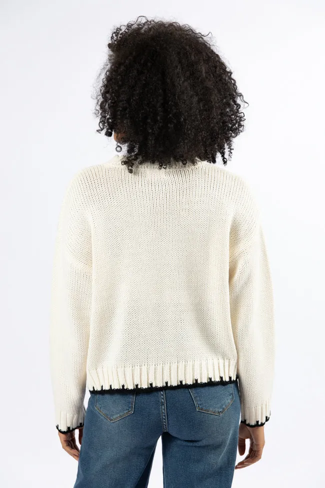 Hand In My Hand Ivory and Black Contrast Stitch Detail Sweater FINAL SALE