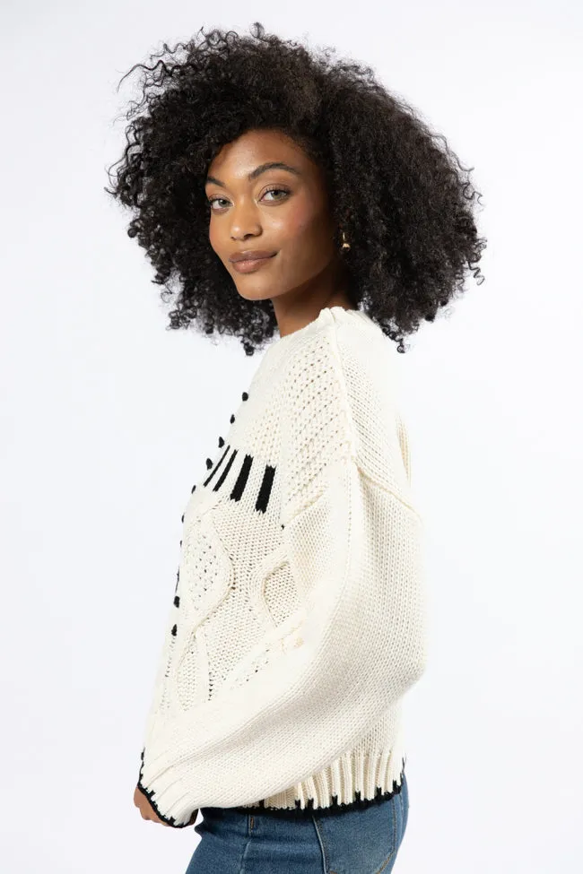 Hand In My Hand Ivory and Black Contrast Stitch Detail Sweater FINAL SALE