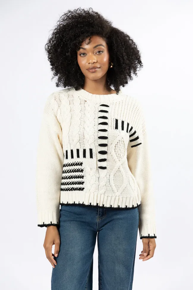 Hand In My Hand Ivory and Black Contrast Stitch Detail Sweater FINAL SALE