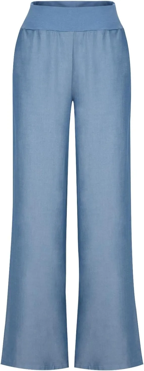 High Waist Wide Leg Straight Pants for Women Solid Color Loose Fit Sports Pants Casual Elastic Waist Trousers