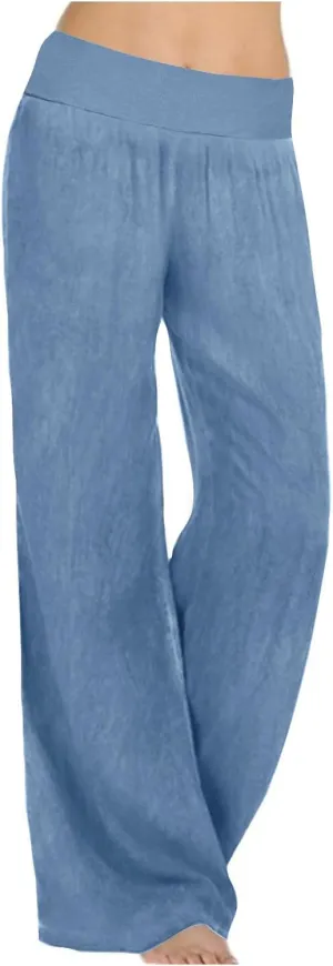 High Waist Wide Leg Straight Pants for Women Solid Color Loose Fit Sports Pants Casual Elastic Waist Trousers