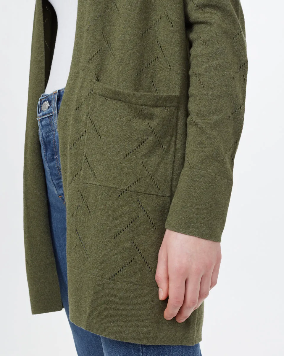 Highline Cotton Sage Tree Stitch Cardigan
