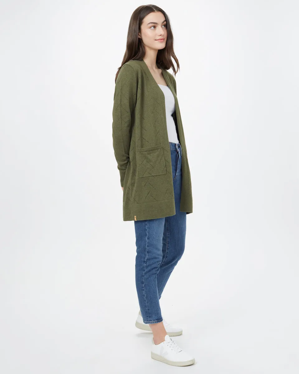Highline Cotton Sage Tree Stitch Cardigan