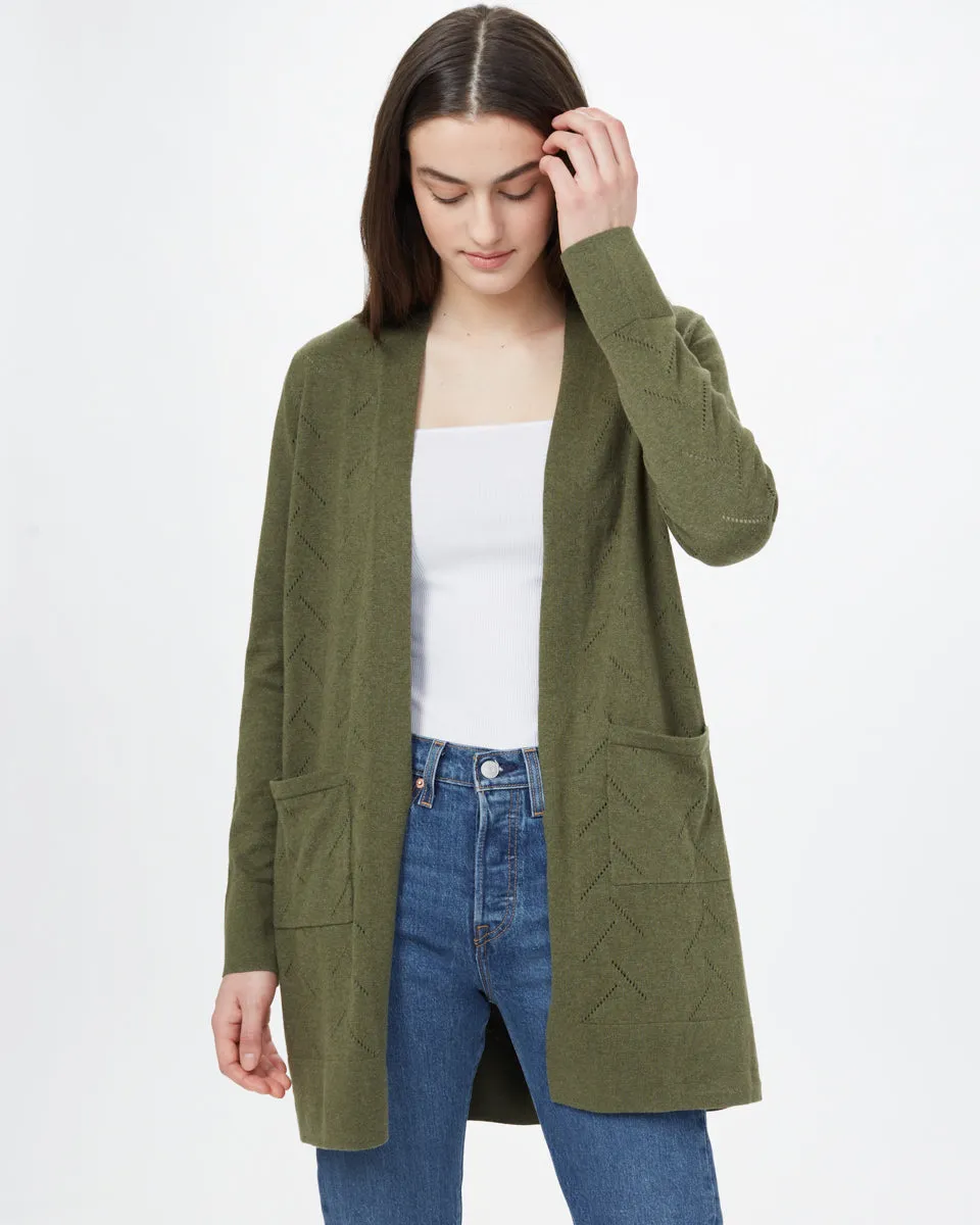 Highline Cotton Sage Tree Stitch Cardigan