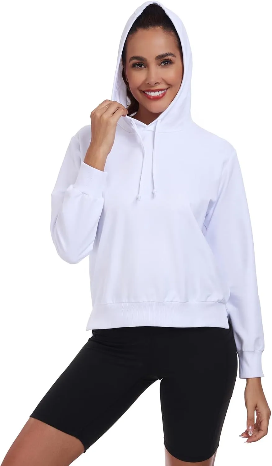 HISKYWIN Womens Long Sleeve Hoodie Shirts UPF 50  Sun Protection Lightweight Running Pullover Athletic Tops with Thumb Hole