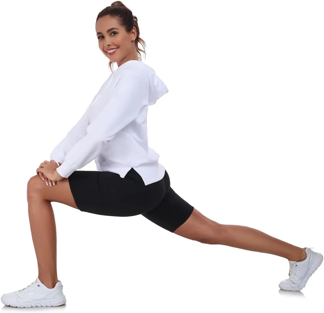 HISKYWIN Womens Long Sleeve Hoodie Shirts UPF 50  Sun Protection Lightweight Running Pullover Athletic Tops with Thumb Hole