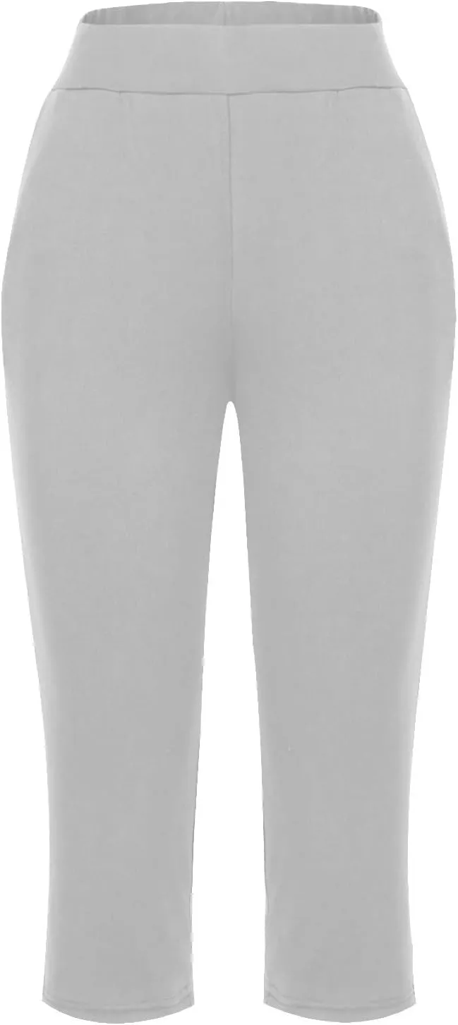 Hvyesh Capri Pants for Women Summer Business Casual Pull On Womens Capris with Pockets