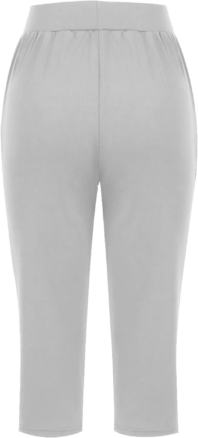 Hvyesh Capri Pants for Women Summer Business Casual Pull On Womens Capris with Pockets