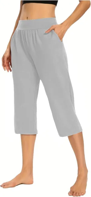 Hvyesh Capri Pants for Women Summer Business Casual Pull On Womens Capris with Pockets