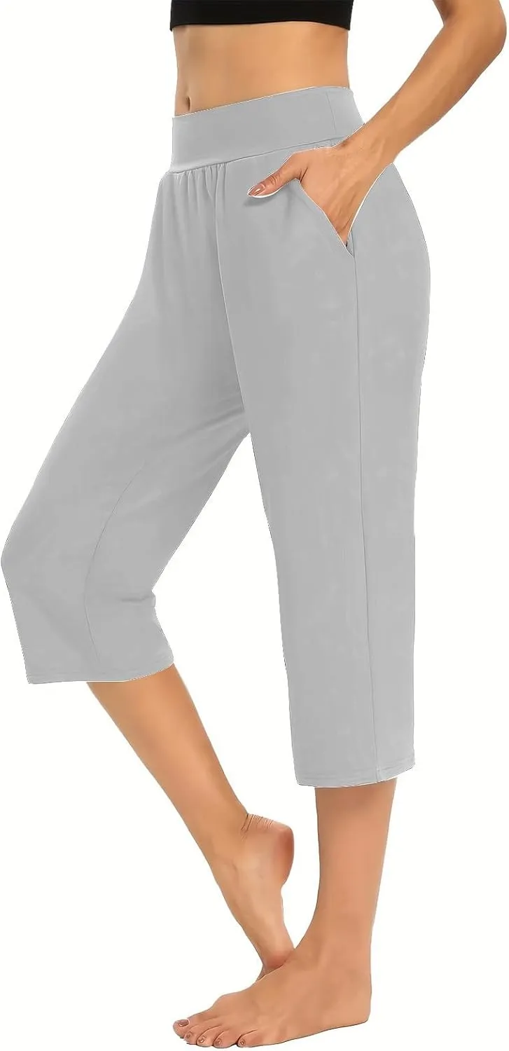 Hvyesh Capri Pants for Women Summer Business Casual Pull On Womens Capris with Pockets