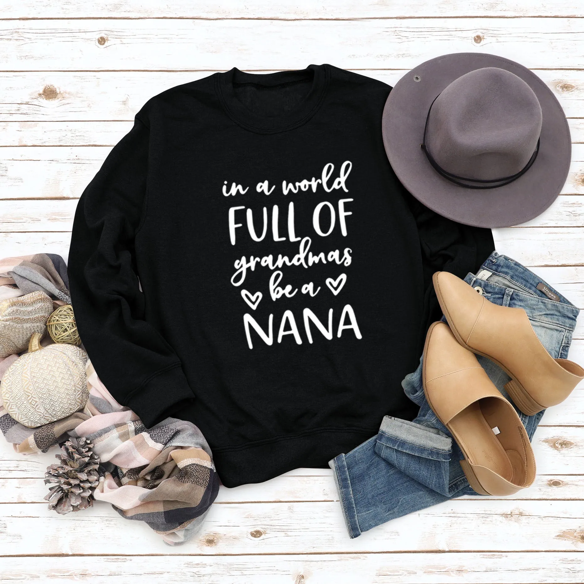 In A World Full Fashion Letter Round Neck Long Sleeve Oversized Sweater Girl