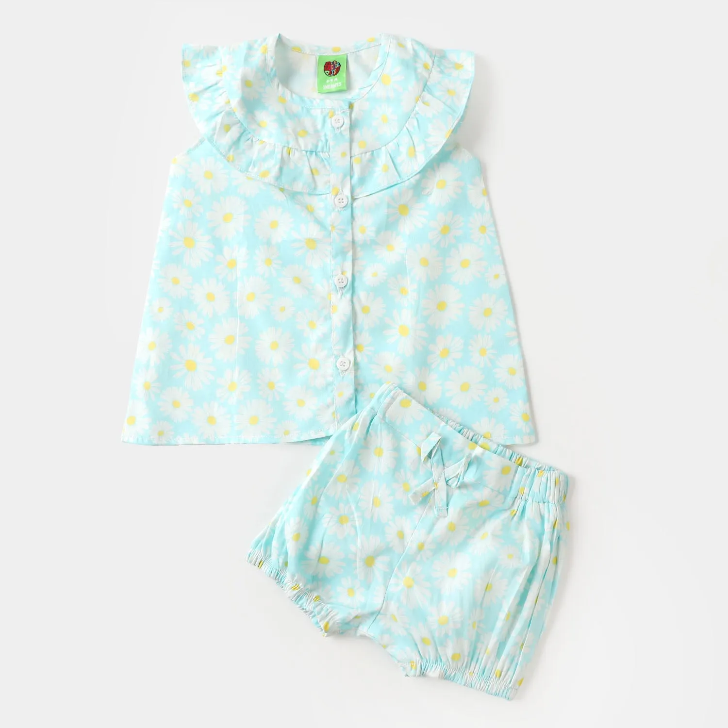 Infant Girls Woven 2PC Suit Sun Flower - SKY BLUE