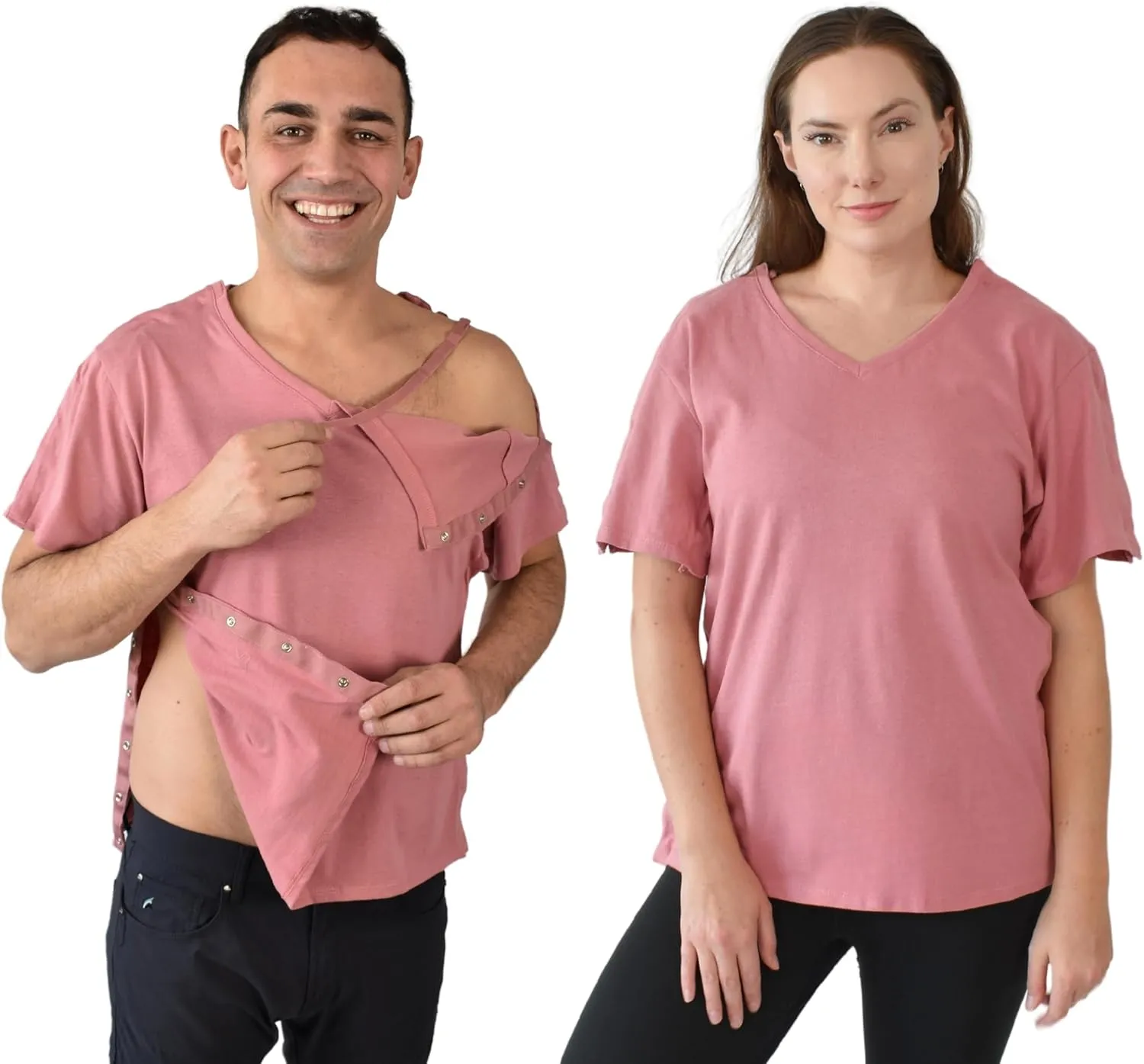 Inspired Comforts Unisex Post Surgery & Rehab V Neck Dual Access Snap Shirt