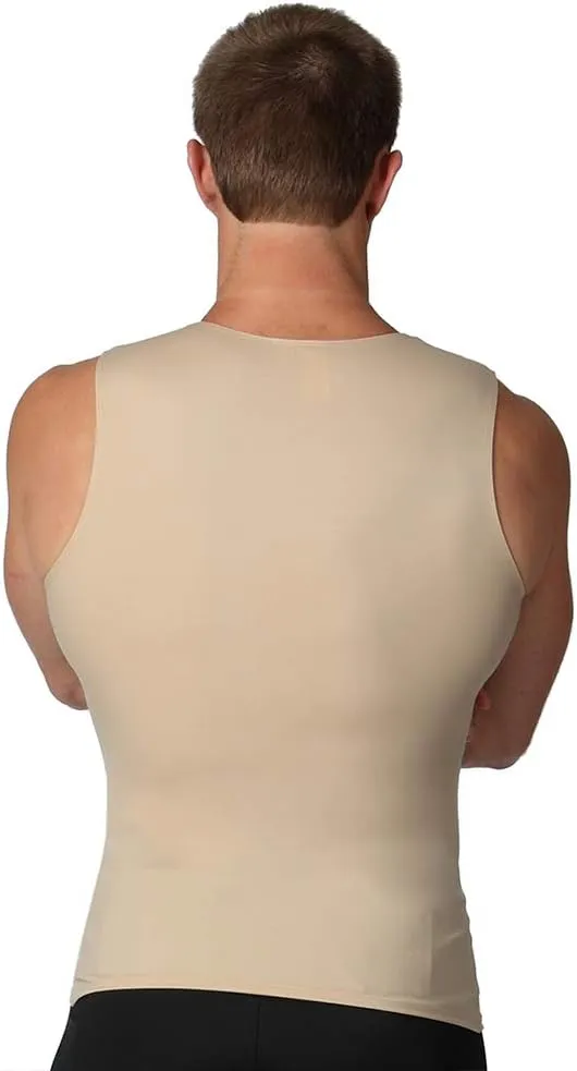 Insta Slim Mens Compression Sleeveless V Neck Muscle Shirt- Slimming Body Shaper Undershirt