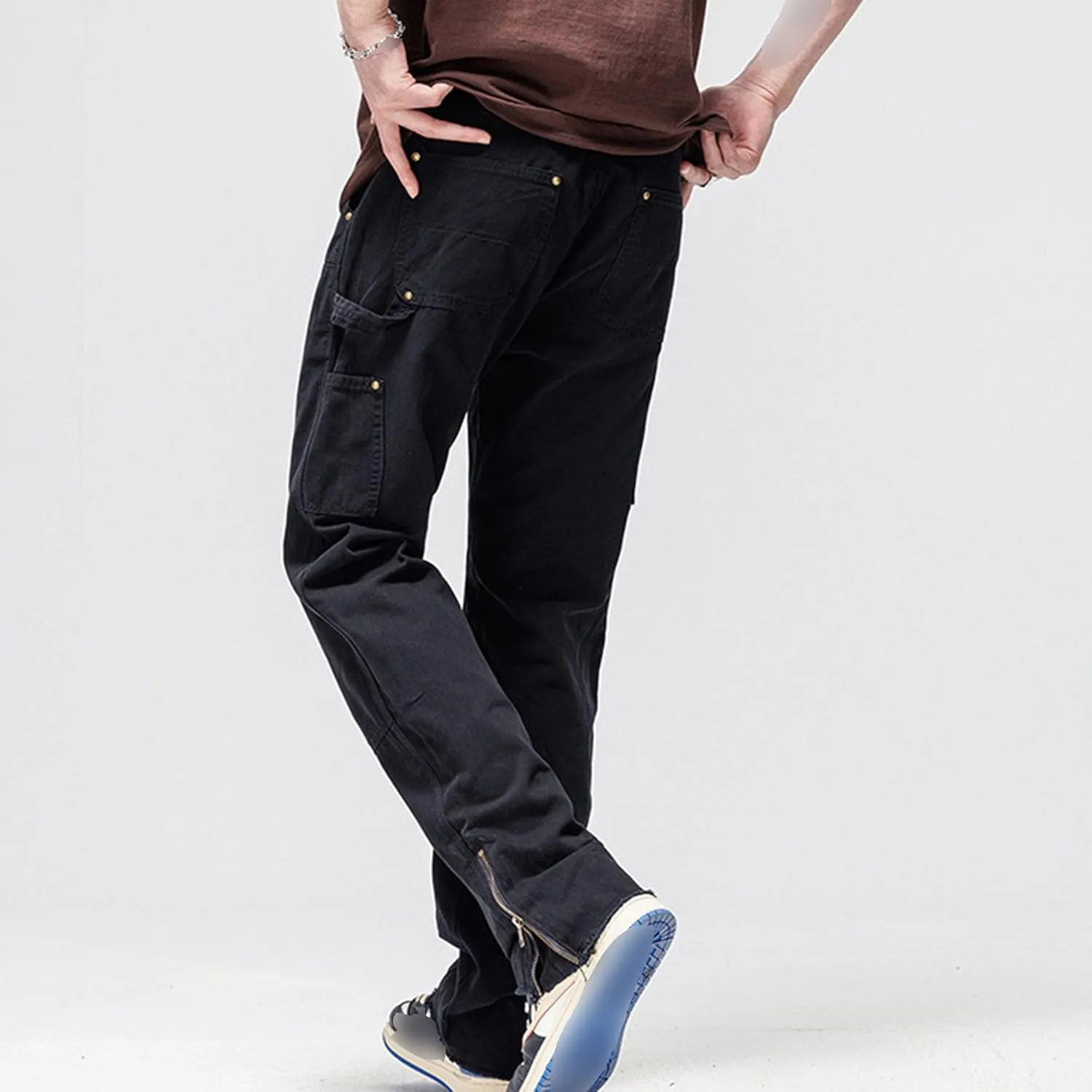 JEShifangjiusu Mens Pants Cargo Joggers Sweatpants Cotton Elastic Waist Trousers Casual Slim Fit Chino Trousers With Pockets