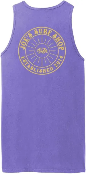 JOES SURF SHOP Mens Graphic Logo Collection Beach Wash Garment-Dyed Tank Tops in S-4XL