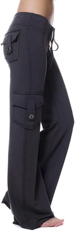 jovati Wide Leg Cargo Pants for Women High Waisted Bootcut Yoga Pants with Pockets Casual Plus Size Strethcy Flare Leggings