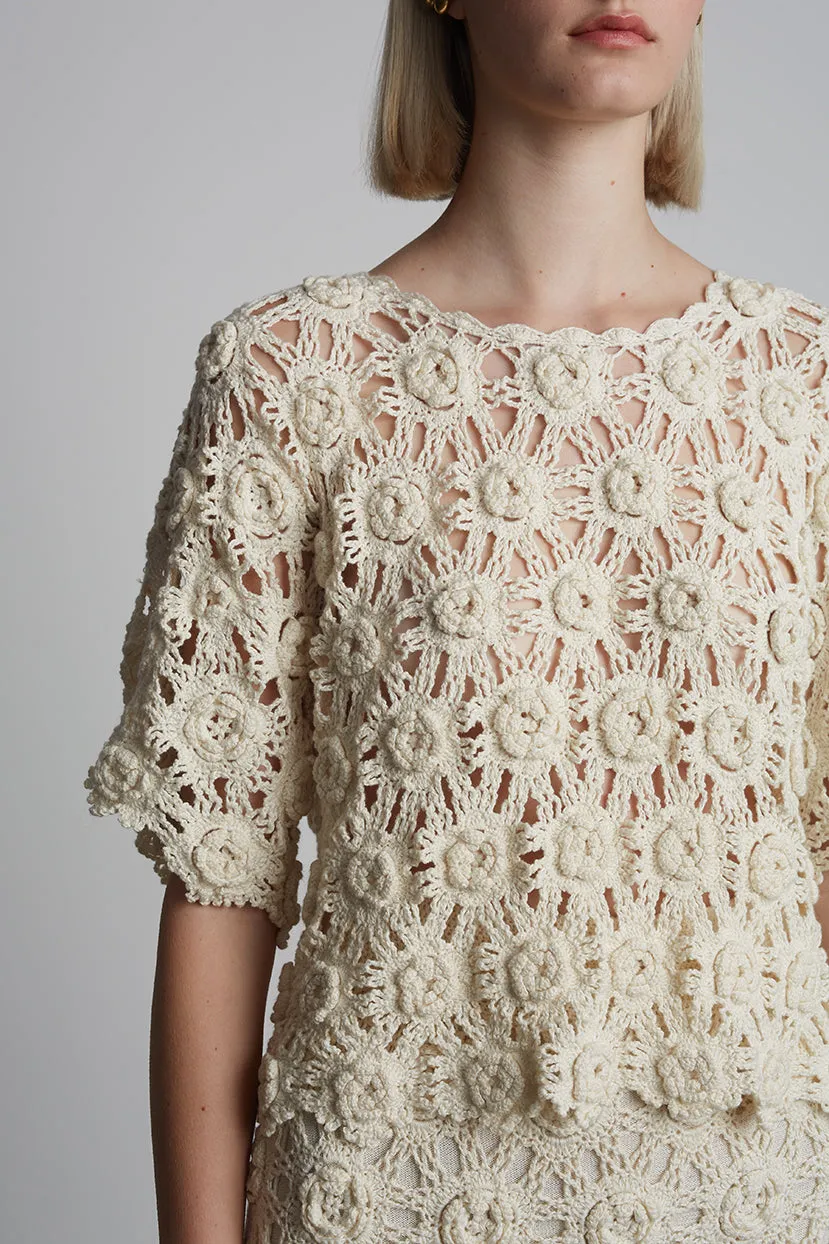 Kara Crochet Top- Ivory