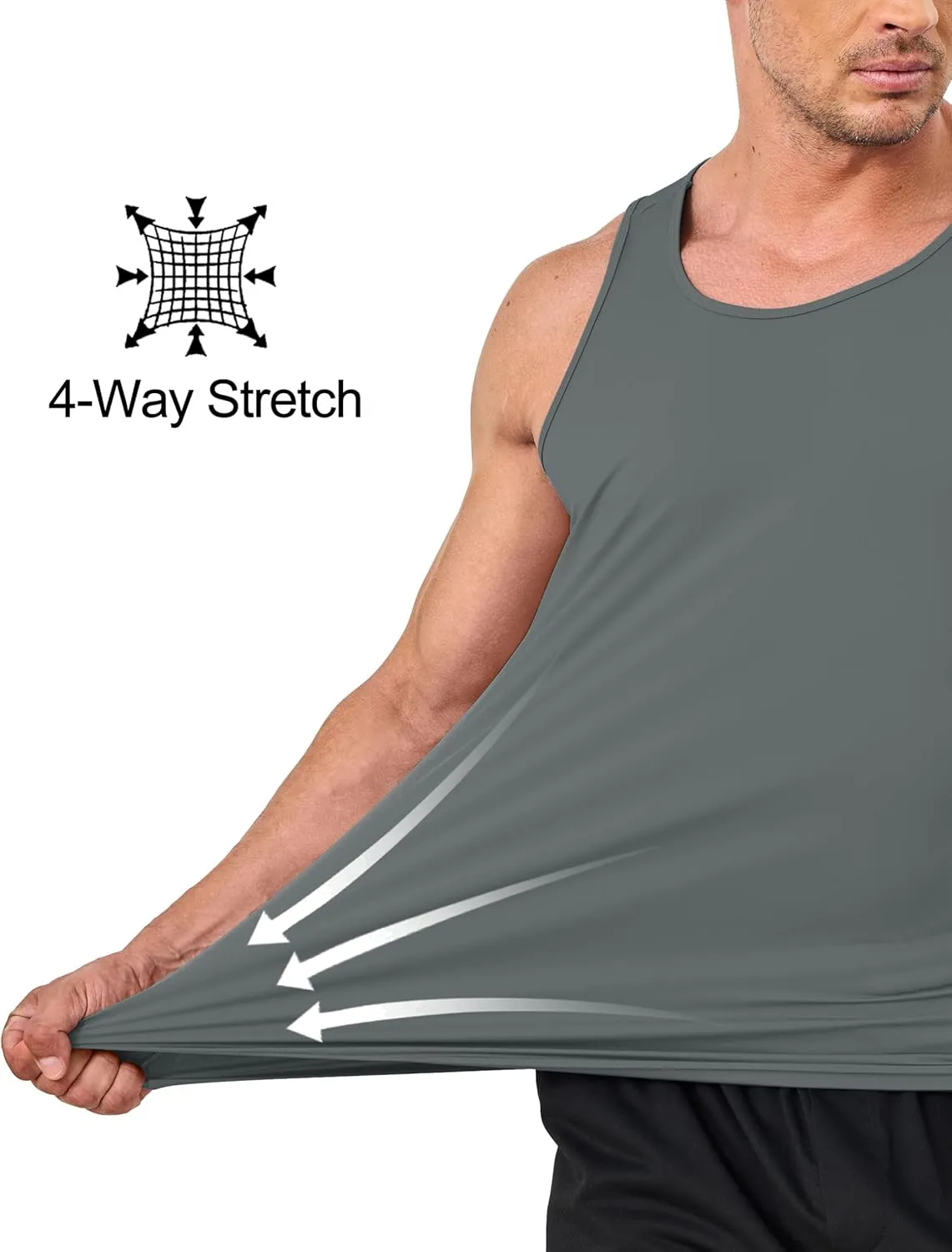 KEFITEVD Men's UPF 50  Tank Top Sleeveless Workout Swim Shirts Quick Dry Muscle Shirt for Bodybuilding Gym Beach