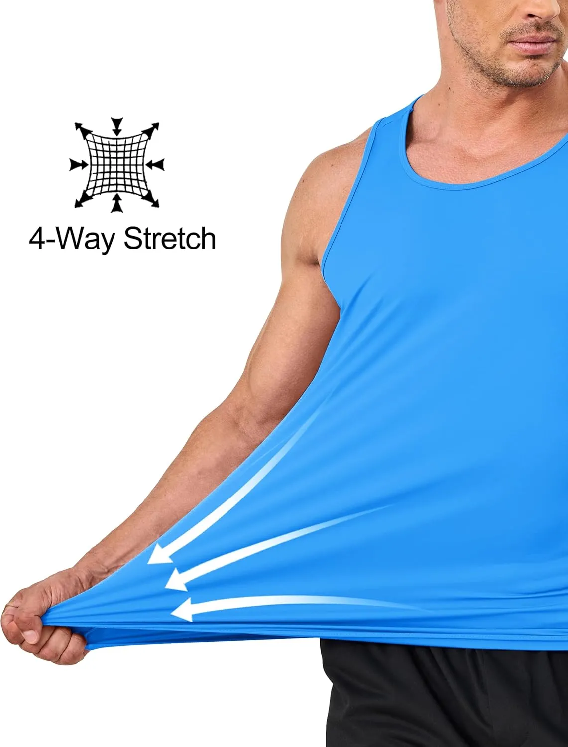 KEFITEVD Men's UPF 50  Tank Top Sleeveless Workout Swim Shirts Quick Dry Muscle Shirt for Bodybuilding Gym Beach