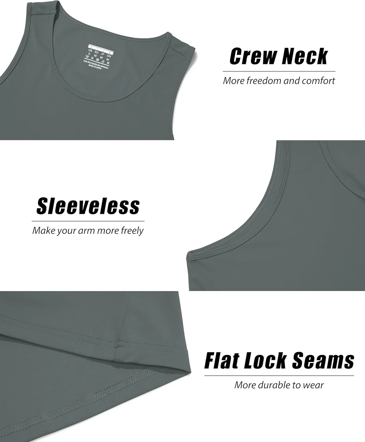 KEFITEVD Men's UPF 50  Tank Top Sleeveless Workout Swim Shirts Quick Dry Muscle Shirt for Bodybuilding Gym Beach