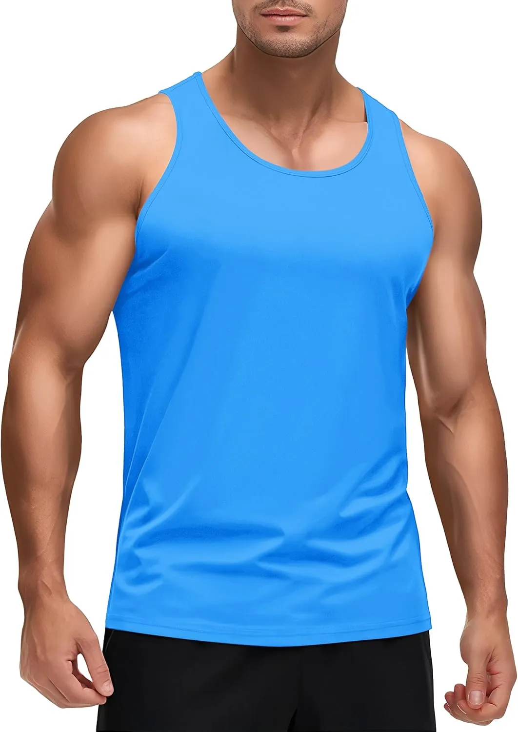 KEFITEVD Men's UPF 50  Tank Top Sleeveless Workout Swim Shirts Quick Dry Muscle Shirt for Bodybuilding Gym Beach