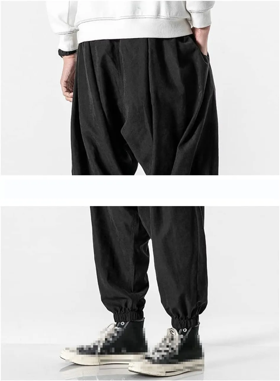keusyoi Men Summer Korean Style Casual Pants Mens Plus Size Trousers Male Oversized Harem Pants Men Beach Pants