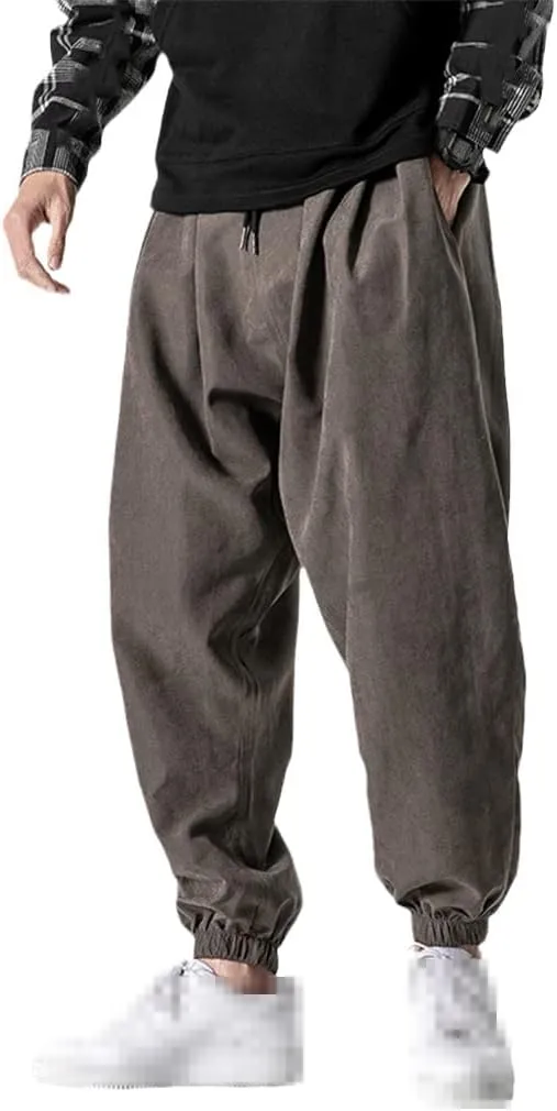keusyoi Men Summer Korean Style Casual Pants Mens Plus Size Trousers Male Oversized Harem Pants Men Beach Pants