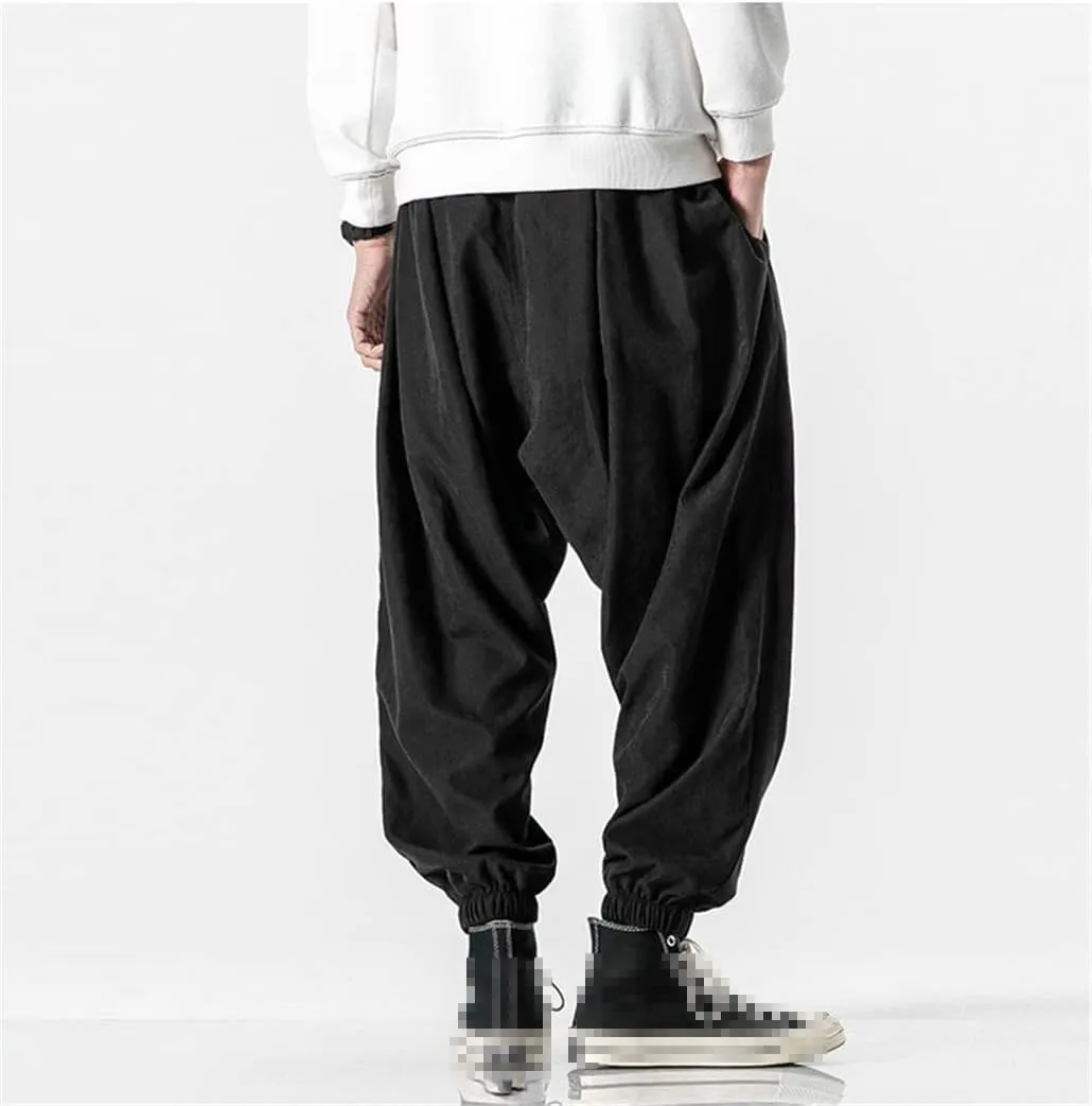 keusyoi Men Summer Korean Style Casual Pants Mens Plus Size Trousers Male Oversized Harem Pants Men Beach Pants