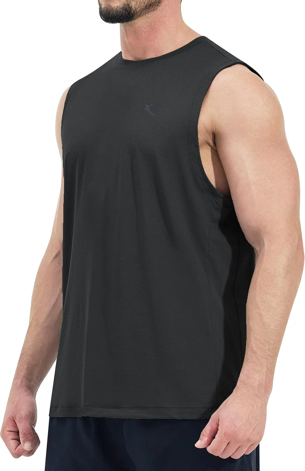 KPSUN Men's Quick Dry Workout Tank Tops Sleeveless Gym Muscle Shirts Fitness Running Athletic Swim Shirt with Side Pocket