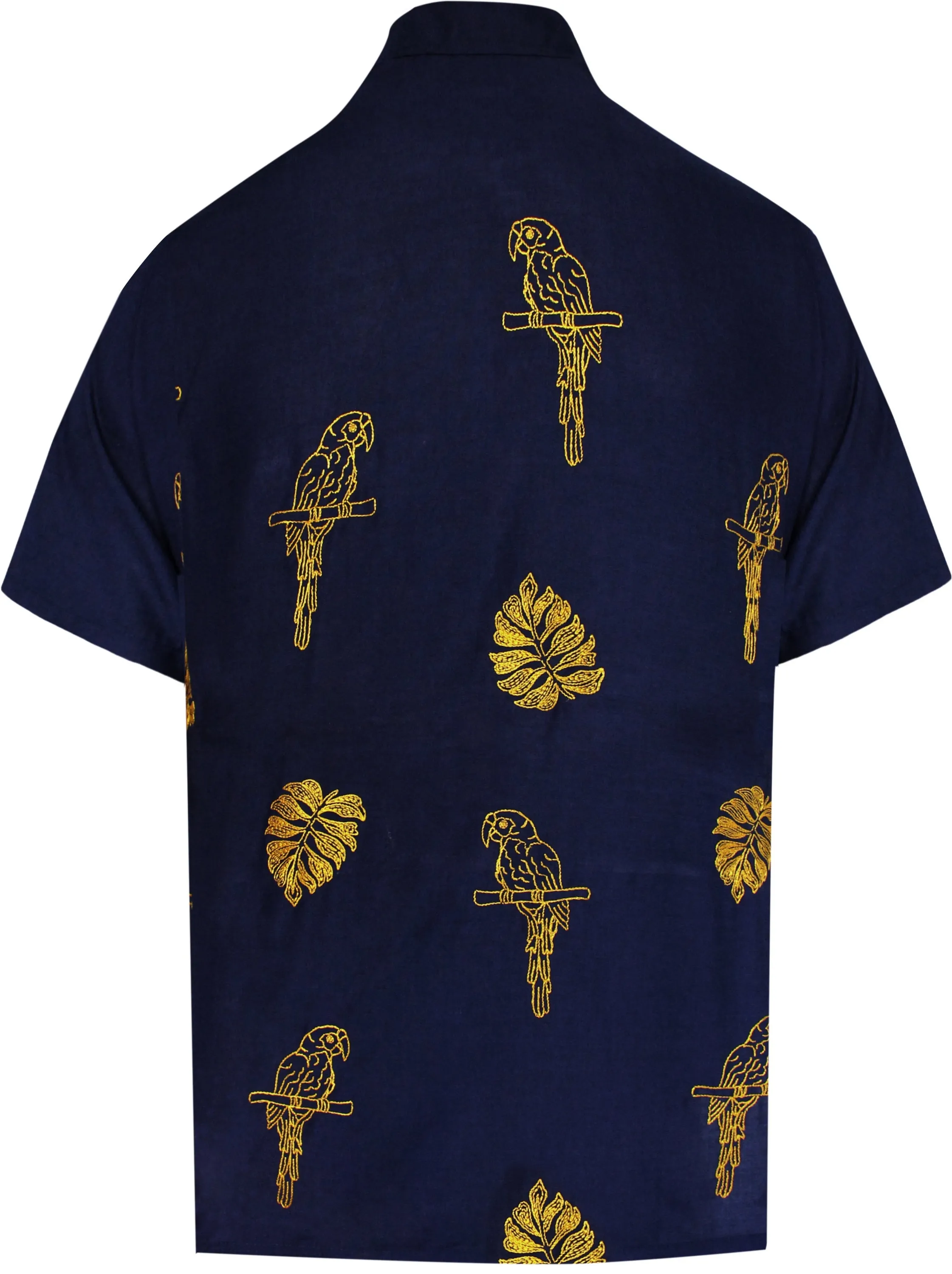 LA LEELA Men's Beach Hawaiian casual Aloha Button Down Short Sleeve shirt  Navy Blue_W861