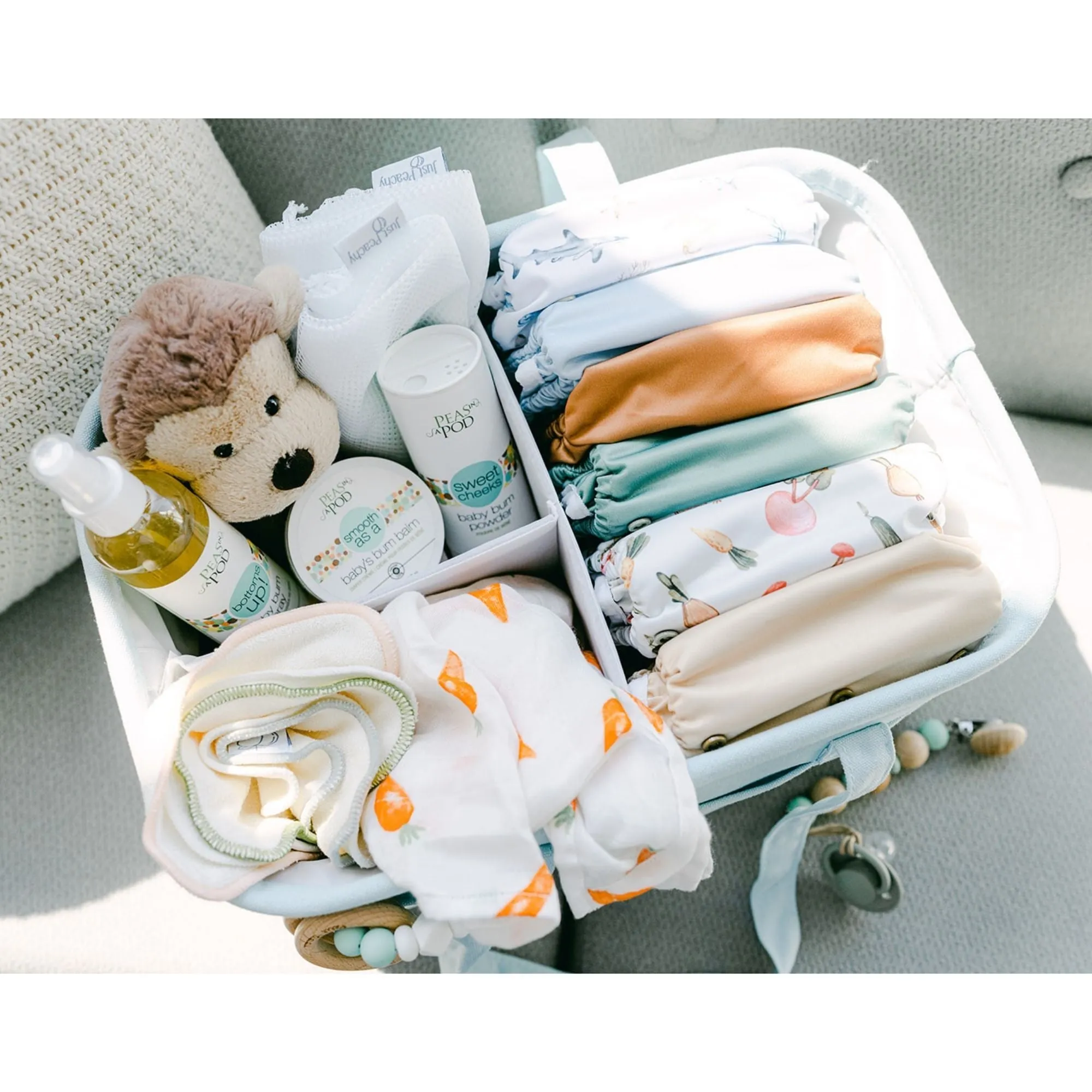 Large Cotton Canvas Diaper Caddy Organizer