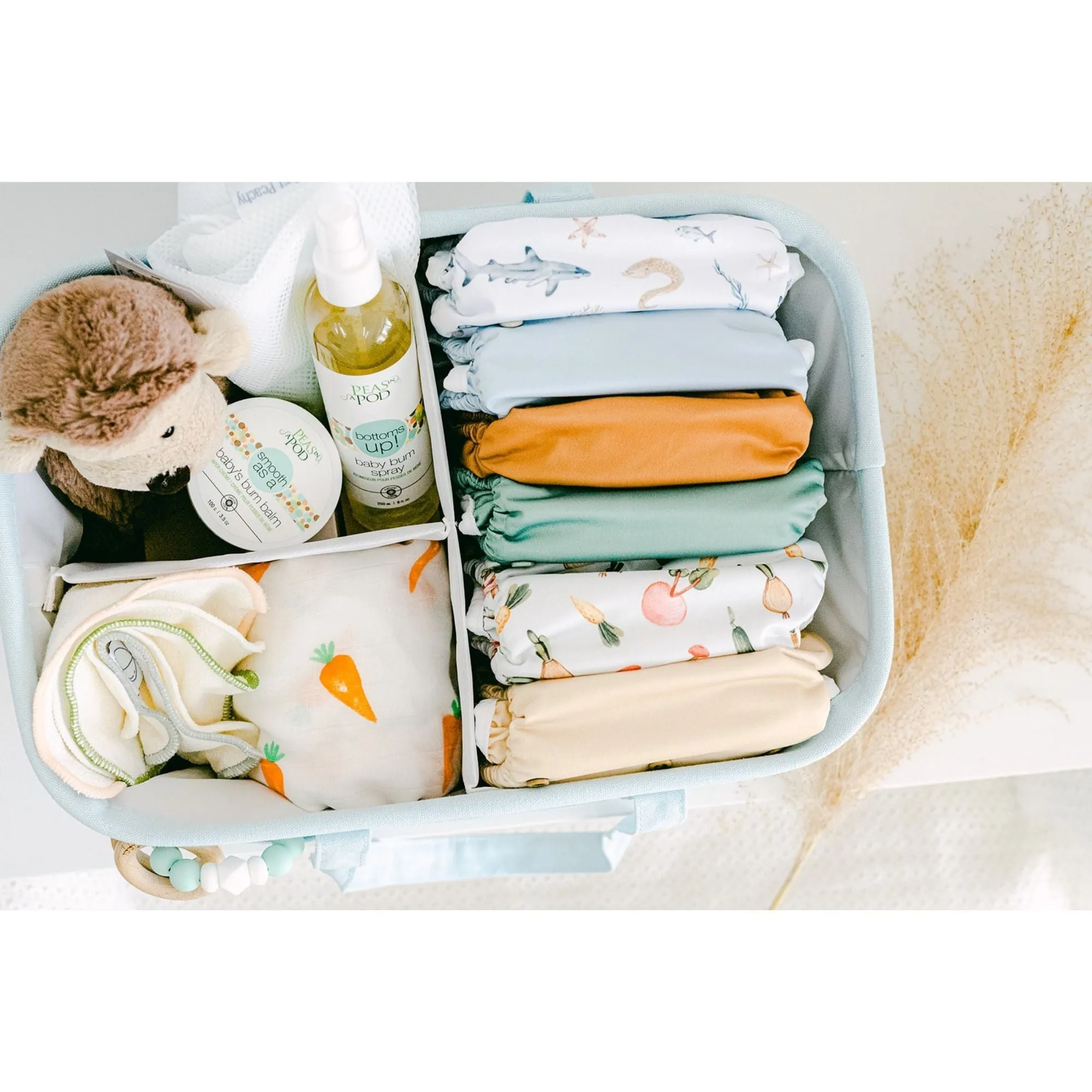 Large Cotton Canvas Diaper Caddy Organizer