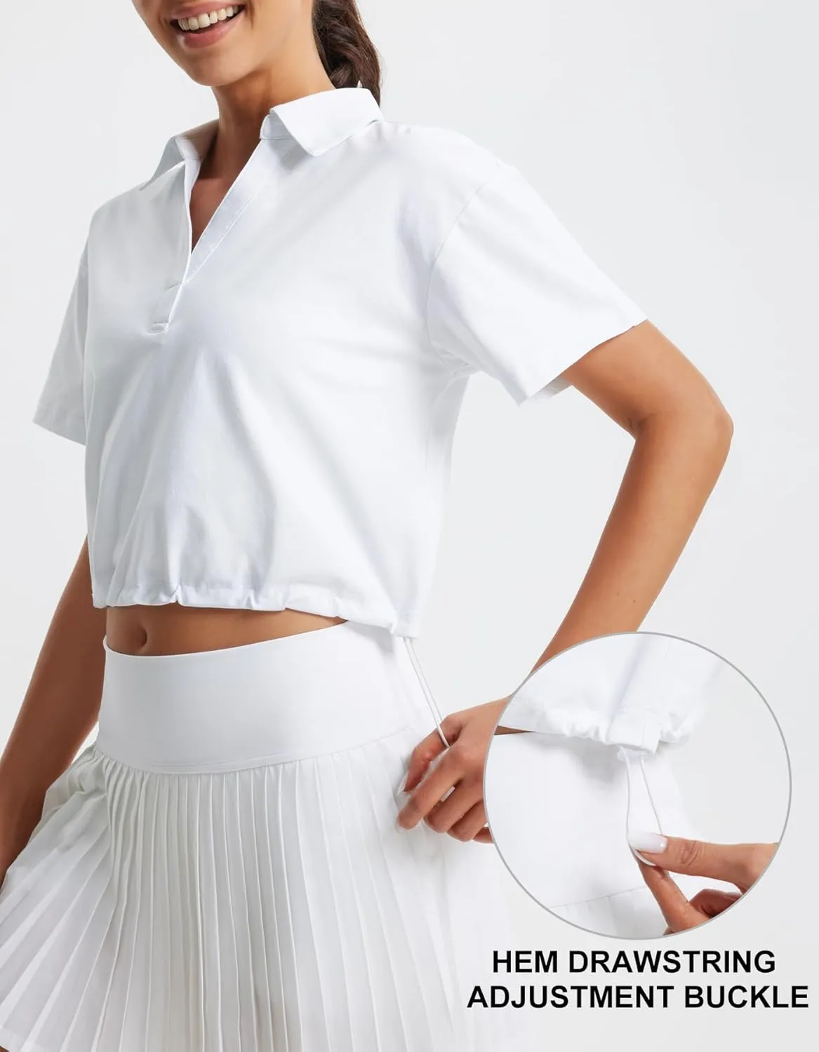Libin Women's Short Sleeve V-Neck Polo Shirts Collared Lightweight Loose Fit T Shirt Cropped Tennis Golf Tops