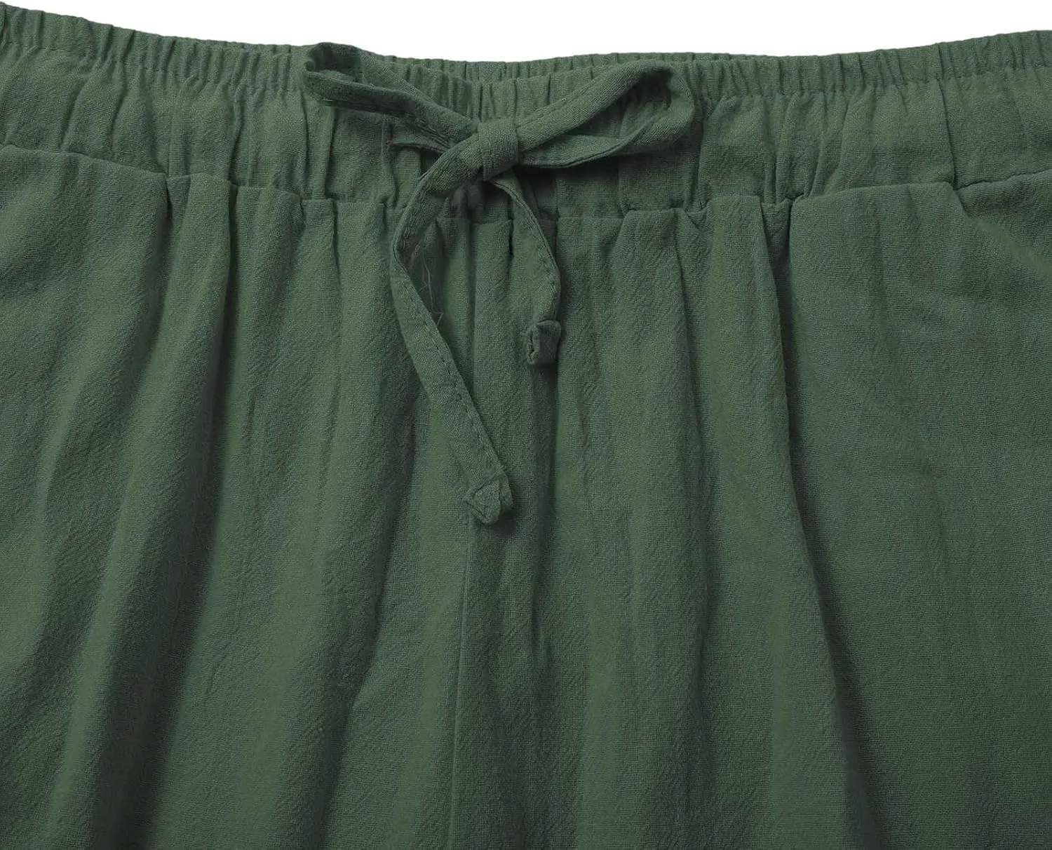 Linen Pants for Women Wide Leg Baggy Drawstring Elastic Waist Palazzo Trousers Summer Beach Pants with Pockets