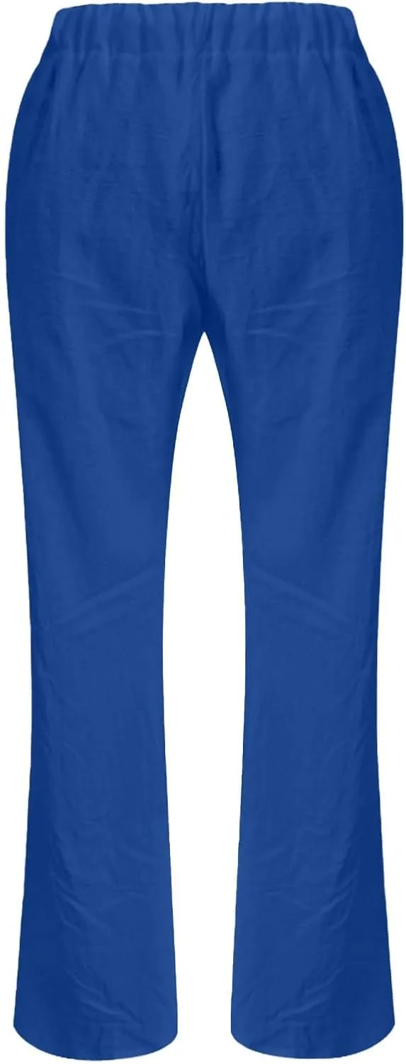 Linen Pants Women Straight Leg Low Rise Lounge Palazzo Capri Pants Summer Drawstring Casual Work Pants Trousers 2025