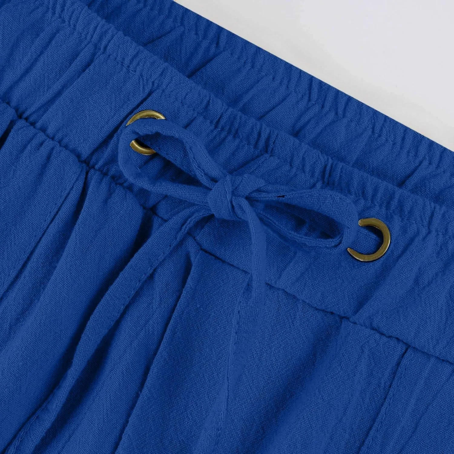 Linen Pants Women Straight Leg Low Rise Lounge Palazzo Capri Pants Summer Drawstring Casual Work Pants Trousers 2025