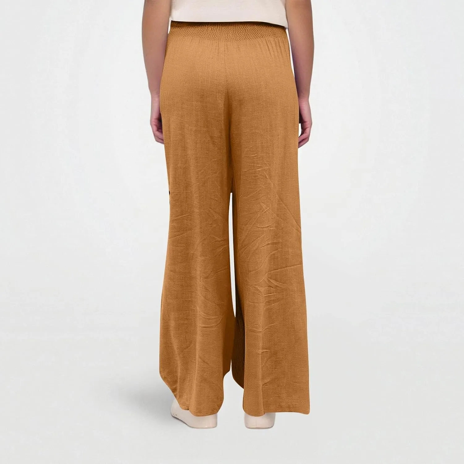 Linen Pants Women Summer High Waisted Palazzo Pants Pleated Lounge Pant Baggy Flowy Trousers with Pockets (S-XXL)