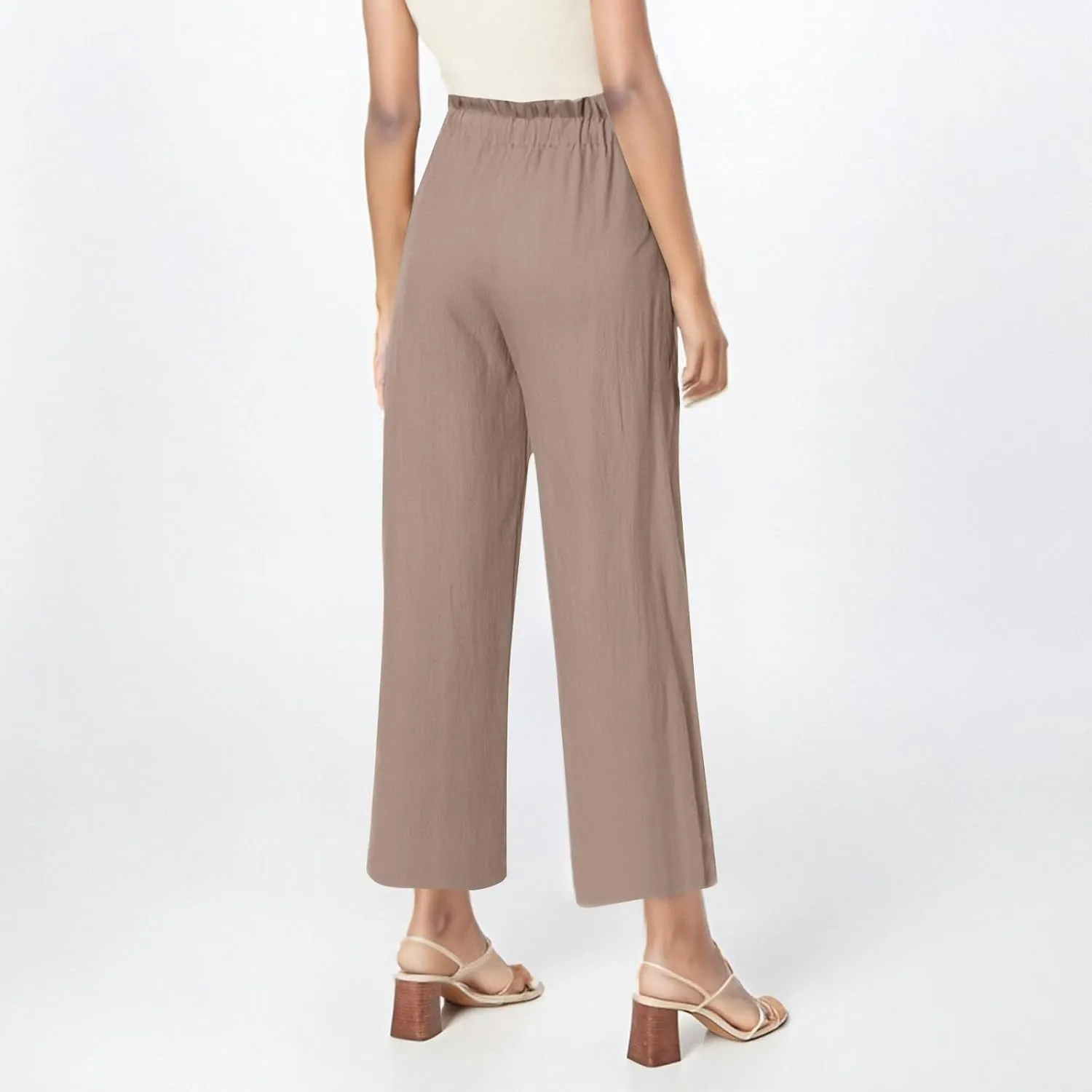 Linen Pants Women,Vacation Outfits Plus Size Beach Shorts Dressy Casual Trouser Gauze Spring Pants for Women