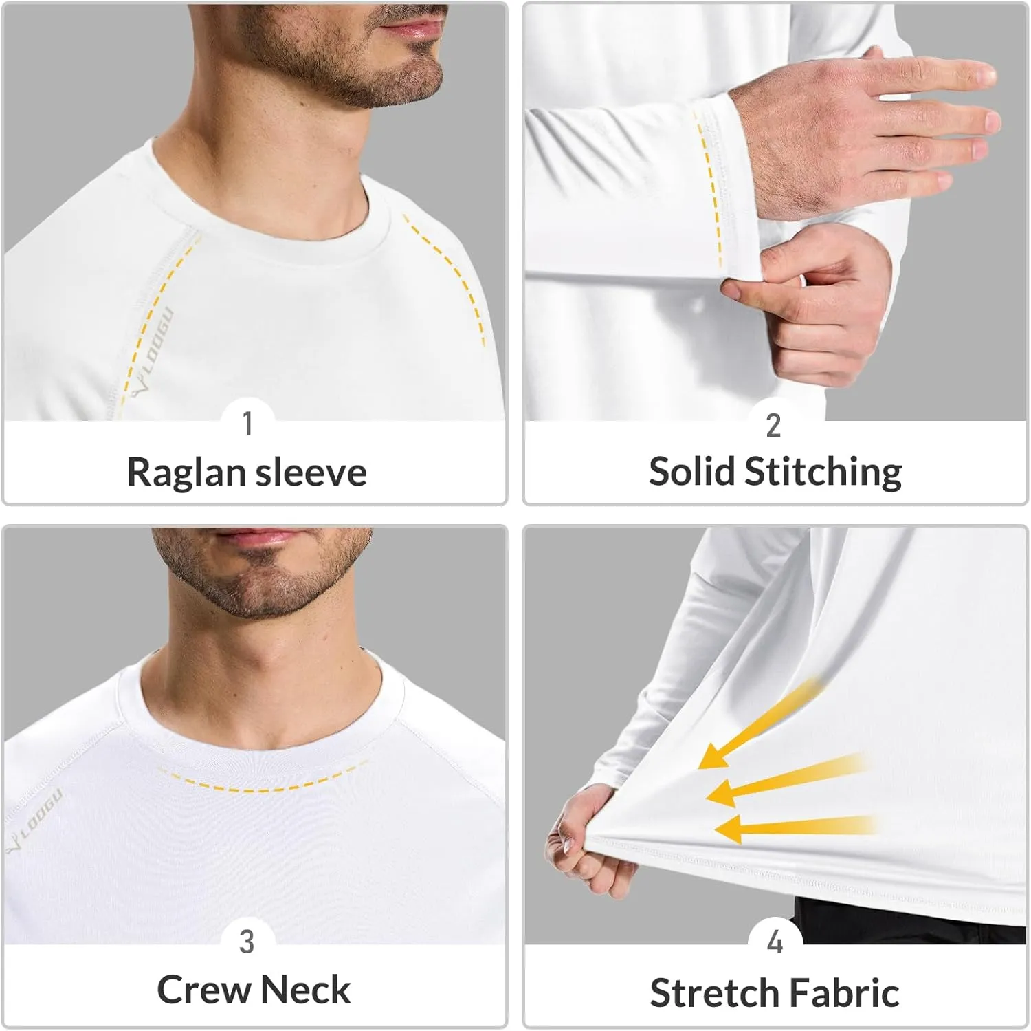 LOOGU Men's UPF 50  UV Sun Protection SPF Rash Guard Lightweight Long Sleeve Shirts Outdoor for Fishing Hiking Swimming