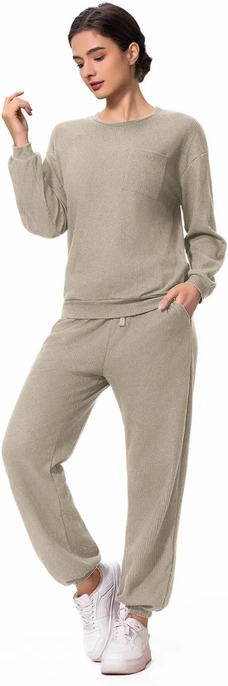 Lounge Sets For Women 2 Piece Outfit Sweatsuit Long Sleeve Sweatshirt Joggers Sweatpants Tracksuits