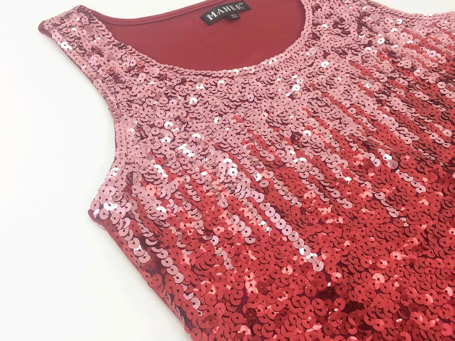 MANER Women's Sequin Tops Sleeveless Glitter Gradient Tank Club Party Vest XS-3XL