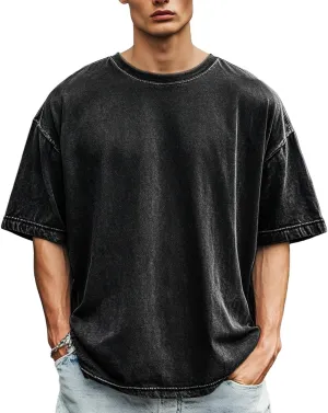Men Casual Shirts Quick Dry Graphic Big and Tall Plus Size Short Sleeve Round Neck 100 Percent Cotton Undershirt