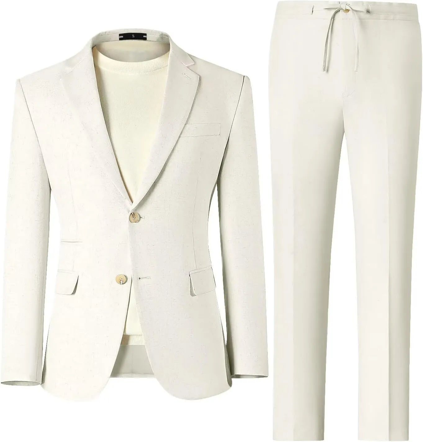 Men Linen Suits 2 Piece Summer Beach Suit Casual Holiday Outfits Lightweight Groomsmen Blazer Pants Set Wedding Prom Tuxedos